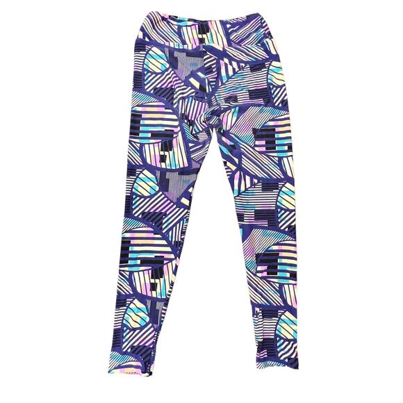 Lularoe Purple Pink Black Multicolor Plus Sized Leggings One Size Super Soft - Picture 2 of 7